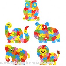 Hillento Wooden Puzzles Jigsaw Puzzles for Toddlers Kids Educational Puzzle Toys Set Safe Education Learning Toys for Toddlers Set of 5Owl Dinosaur Cow Elephant Lion Animal a B07HFP6DVB